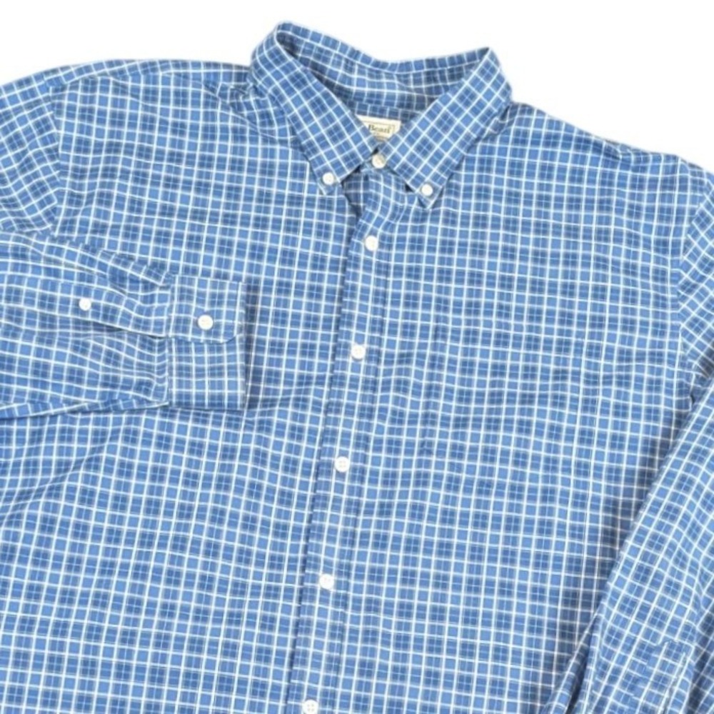 LL Bean Mens Blue Plaid Button Down Shirt Long Sleeve Classic Fit‎ XL